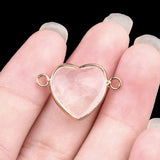 13MM Gemstone Heart Pendant Connector for Making Jewelry Wrapped Gold Plated