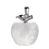 Natural Crystal Gemstone Christmas Apple Shape Ladies and Girls Leather Cord Cross Chain Pendant Fashion Jewelry