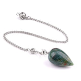 Natural Quartz Crystal Water Drop Pendulum Faceted Teardrop Gemstone Healing Pendulums with Silver Chain for Dowsing Divination Chakra Energy Balancing
