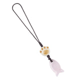 Cute Cat Paw & Little Fish Crystal Phone Charm, 22mm Natural Gemstone Fish Pendant Keychain, Aesthetic Y2K Kawaii Bag Charm Accessory Gift