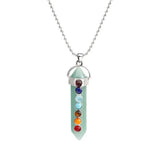 7 Chakra Crystal Point Pendant, Natural Stone Double Terminated Crystal Wand Pendant Chakra Healing Jewelry