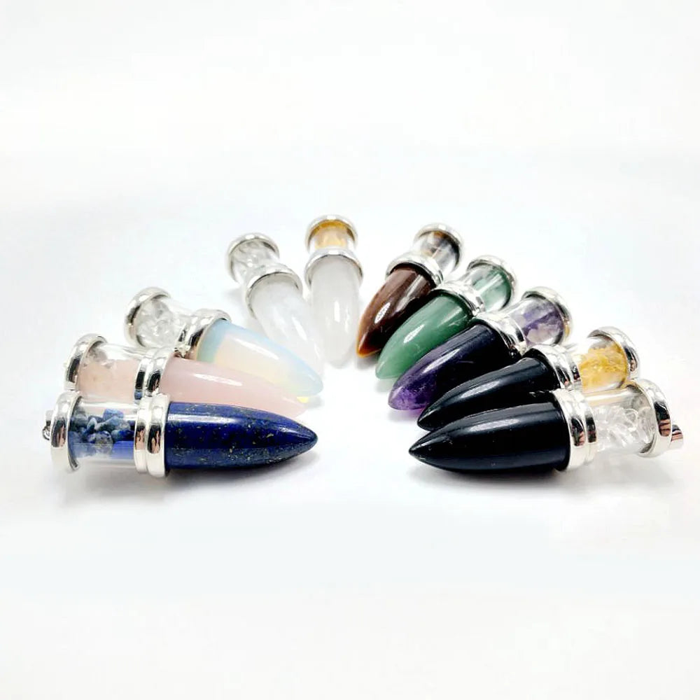 Natural gem crystal bullet head gravel Pendant Random Natural Gemstone Healing Chakra Bullet Charms Semi-Precious Gemstone