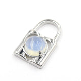 Natural Crystal Lock Pendant, Round Inlaid Chakra Gemstone Charm for DIY Necklace Jewelry Making