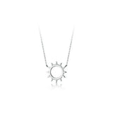 Small Dainty Gold Pendant God Light Sun Clavicle Necklace for Women Girls Stainless Steel Solar Moon Choker
