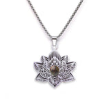Stainless Steel Vintage Link Chain Custom Jewelry Bohemian Style Lotus Flower Jewelry for Women Necklace