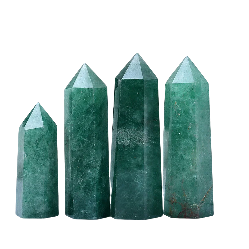 Natural Green Aventurine Crystal Point Tower Polished Hexagonal Obelisk Wand for Home Decor Meditation Crystal Collection Gift