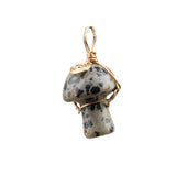 20mm Natural Crystal Mushroom Pendant  Wire-Wrapped Gemstone DIY Jewelry for Gifts