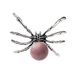 47×40mm Natural Crystal Ball Spider Pendant | Gothic Antique Silver Insect Charm for DIY Jewelry