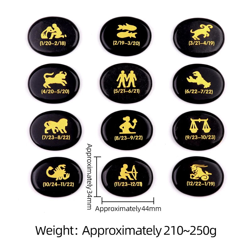 Carving 12 Constellation Healing Stones Multiple Gemstones Choose Oval Polished Gemstone Collectibles #SP1904-W16