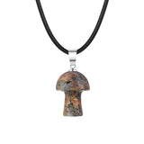 15×20mm Natural Crystal Mushroom Pendant Necklace, Mini Gemstone Chakra Healing Jewelry