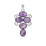 Chakra Multi Stone Scroll Crystal Pendant Necklace Natural Healing Gemstone Swirl Frame Charm Spiritual Gift for Women