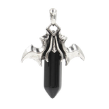 Natural Crystal Amethyst Healing Hexagonal Point Silver Bat Wing Gemstone Pendant For Jewelry Making