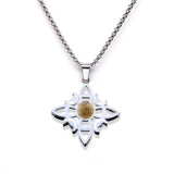 Stainless Steel Witch’s Knot Gemstone Necklace  Celestial Moon Goddess Pendant - Wiccan Protection Jewelry for Women & Men