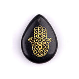 Hamsa Hand Fatima Pendant | 33mm Natural Teardrop Crystal Spiritual Protection Energy Jewelry