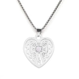 Vintage Stainless Steel Heart Pendant Necklace with Natural Green Aventurine - Celtic Knot Carved Heart Jewelry - Spiritual Protection Gift for Women & Men