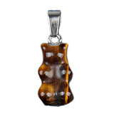 Cute Natural Crystal Gummy Bear Pendant Necklace - Healing Gemstone Amethyst Rose Quartz Bear Charms Jewelry Gift for Women