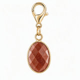 Oval Faceted Natural Gemstone Pendant Charms Gold Plated Bezel Wrapped Crystal Pendant for Jewelry Making DIY Necklace Earrings