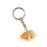 Cute Hand-Carved Natural Stone Polar Bear Keychain - Gemstone Crystal Animal Totem Keyring Backpack Purse Charms Gift