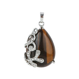 Natural Teardrop Crystal Pendant Necklace Silver Rhinestone Leaf Branch Gemstone Necklace for Women Healing Stone Jewelry Gift