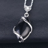 Natural Marquise Crystal Pendant Silver Wire Wrapped Gemstone Pendant Heart Zircon Bail Reiki Chakra Healing Stone Charm for DIY Necklace Jewelry