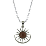 Boho Celestial Sun Crystal Necklace - Natural Gemstone Stainless Steel Chain