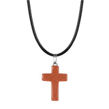 Natural Stone Cross Pendant Necklace Wholesale Assorted Healing Crystal Quartz Crucifix Amulet with Adjustable Cord Spiritual Jewelry Gift for Men Women