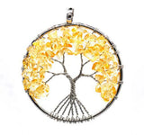 Tree of Life Chip Stone Keychain, Copper Wire Wrapped Natural Crystal Chip Tree Pendant Keyring, Healing Gemstone Bag Car Charm for Women