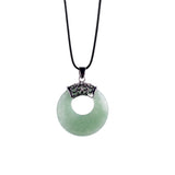 Boho Hollow Circle Donut Gemstone Pendant, Vintage Crown Metal Cap Natural Stone Charm, Handmade Jewelry Making Supply