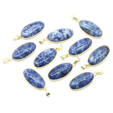35mm Natural Green Aventurine Oval Pendant Necklace, Gold-Plated Bezel Gemstone Charm