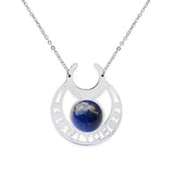 Stainless Steel Witch Moon Pendant Necklace - Triple Moon Goddess Symbol with Moonstone Style Gemstone - Wiccan Pagan Jewelry for Women & Men