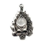 Dark Culture Silver Skull Fire Charm • Vintage Biker Flame Skeleton Replacement Pendant • Unisex Rocker Hip Hop Halloween Jewelry Gifts