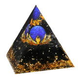 Gemstone Solar Sphere Orgone Pyramid Lotus Base 50MM / 60MM for Home Office Feng Shui Decor & Spiritual Gifts