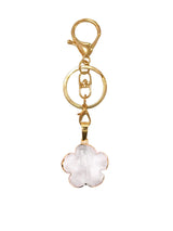 Natural Crystal Flower Keychain Gold Plated Healing Stone Keyring Flower Pendant Bag Charm for Women Jewelry Gift