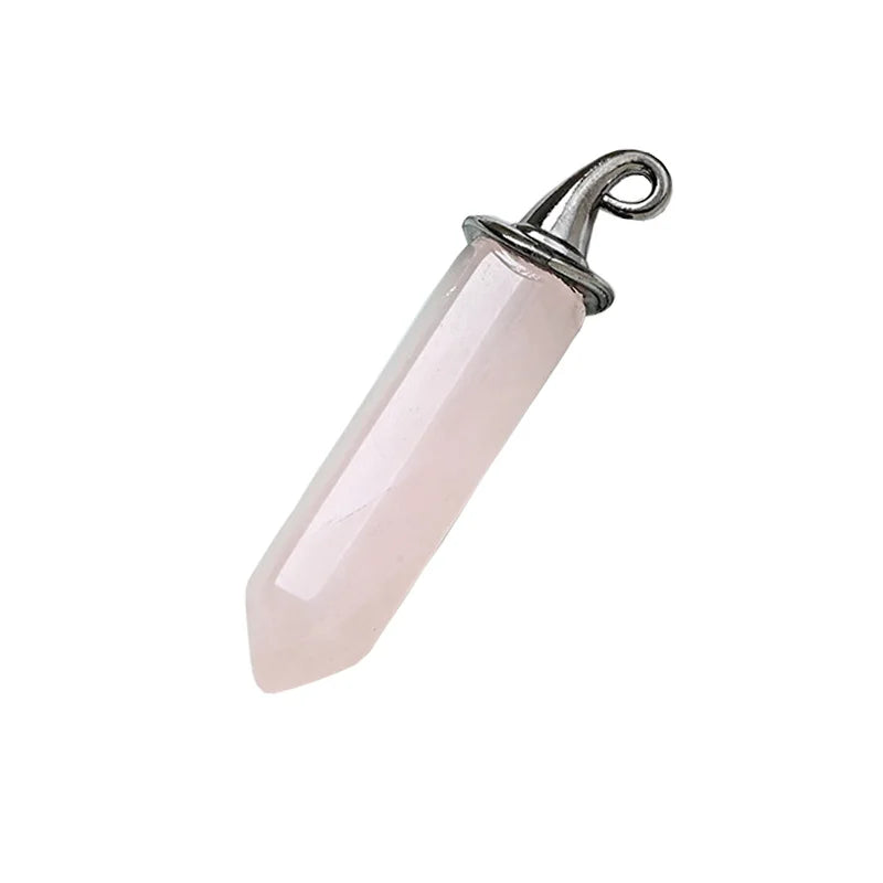 Natural Crystal Hexagonal Point Pendant with Witch Hat Bail | Healing Stone Charm for DIY Jewelry