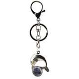 Bohemian Silver Marine Dolphin Key Ring • Cute Sea Animal Crystal Sphere Holder Clip • Heavy-Duty Swivel Lobster Clasp Christmas Gift