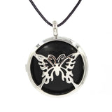 Butterfly Rebirth Symbol Crystal Necklace, Natural Healing Stone Hollow Butterfly Charm Pendant, Birthday Gift Jewelry for Ladies
