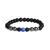 Elastic Bead Bracelet, 8mm Natural Obsidian Hematite Chakra Healing Protection Bracelet Stackable Wrist Jewelry Gift for Him Her