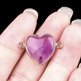13MM Gemstone Heart Pendant Connector for Making Jewelry Wrapped Gold Plated