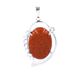 Oval Natural Crystal Leaf Pendant for Making Jewelry Chakra Reiki Healing Stone Jewelry for Women, Multiple Gemstone Selection