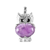 Silver Owl Gemstone Pendant for Making Jewelry #SP1760 Healing Chakra Crystal Bird Animal