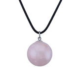 20mm Natural Crystal Sphere Pendant With Black Wax Cord, Round Gemstone Ball Chakra Healing Necklace Charms For DIY Jewelry Making & Friendship Gift