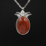 Crystal pineapple Pendant Pineapple 18K Rose/White/Yellow Gold Plated Dainty Opal Necklace & Anchor Chain, White
