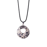 Boho Hollow Circle Donut Gemstone Pendant, Vintage Crown Metal Cap Natural Stone Charm, Handmade Jewelry Making Supply