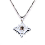 Stainless Steel Witch’s Knot Gemstone Necklace  Celestial Moon Goddess Pendant - Wiccan Protection Jewelry for Women & Men