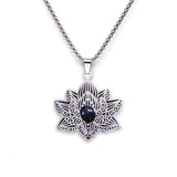 Stainless Steel Vintage Link Chain Custom Jewelry Bohemian Style Lotus Flower Jewelry for Women Necklace