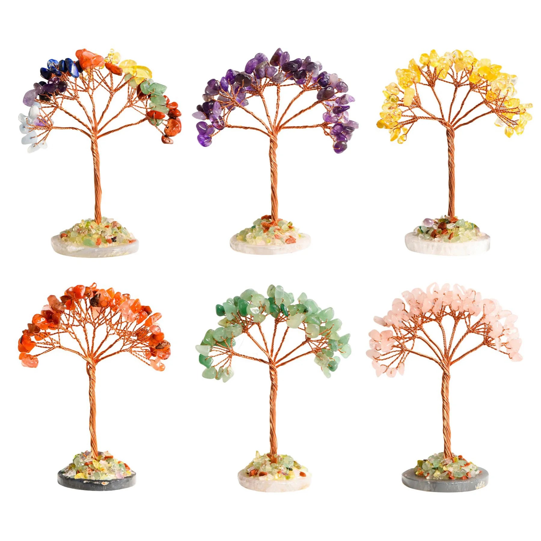 Handmade Crystal Tree | Natural Gemstone Copper Wire Lucky Tree with Agate Base for Home Decor & Party Gifts