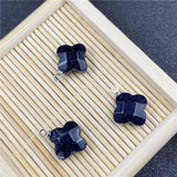 Natural Crystal Faceted Four Leaf Clover Charms, Silver Cap Four-Leaf Flower Gemstone Pendant for DIY Necklace Bracelet Earring Jewelry Making Supplies