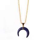 Polished Crescent Moon Horn Gemstone Pendant, Multi-color Natural Crystal Loose Charm for Necklace