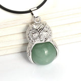 Owl Shape Natural Crystal Pendant Necklace Multi‑Color Healing Gemstone Charm Necklace Spiritual Energy Jewelry for Men Women Gift