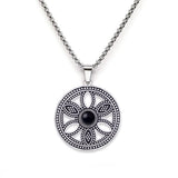 Hollow Life Flower Stainless Steel Gemstone Necklace for Women Men
